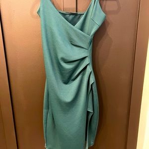 Lulus green split thigh short dress